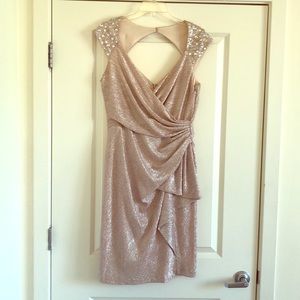 Sexy Blush Cocktail Dress with Beaded Straps